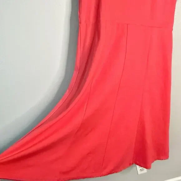 NWOT Ann Taylor Bright Coral Short Sleeve Twill Midi Dress women’s size 18 - Picture 4 of 11